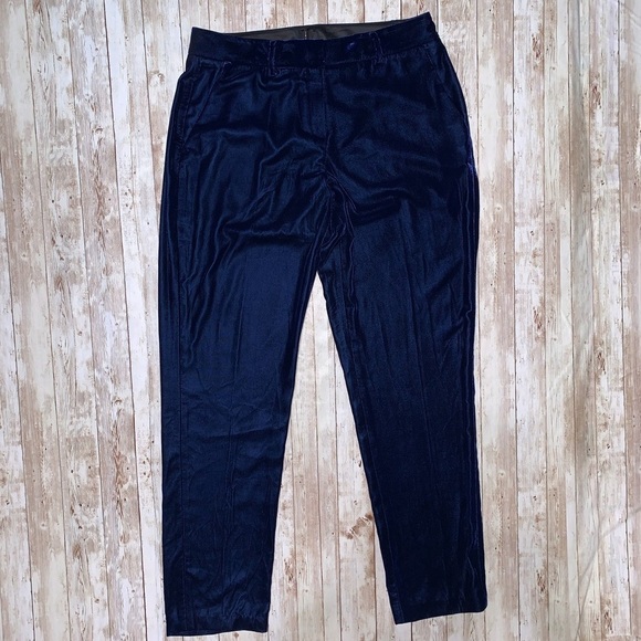 Elie Tahari Midnight Deep Blue Velvet Alana Pants - Picture 3 of 8